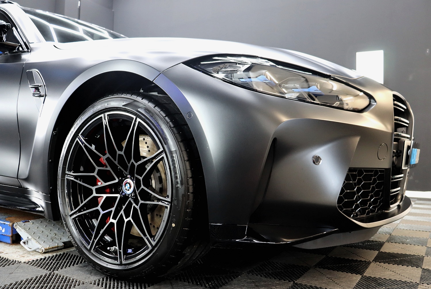 XPEL Paint Protection Film (PPF) Close up after XPEL Paint Protection Film (PPF) has been applied to this BMW